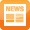 white news paper on orange background news icon